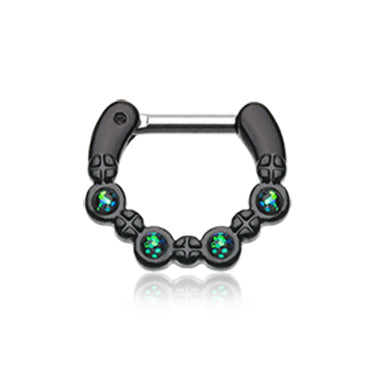Classic Black Opal Septum Clicker in Titanium - Septum. Navel Rings Australia.