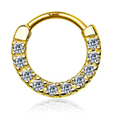 Classic Gem Pave Septum & Daith Hoop in 14K Gold - Septum. Navel Rings Australia.