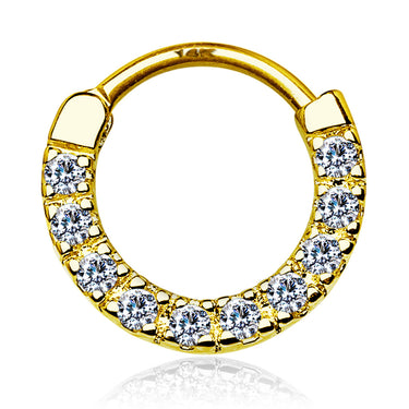 Classic Gem Pave Septum & Daith Hoop in 14K Gold - Septum. Navel Rings Australia.