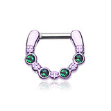 Classic Black Opal Septum Clicker in Titanium - Septum. Navel Rings Australia.