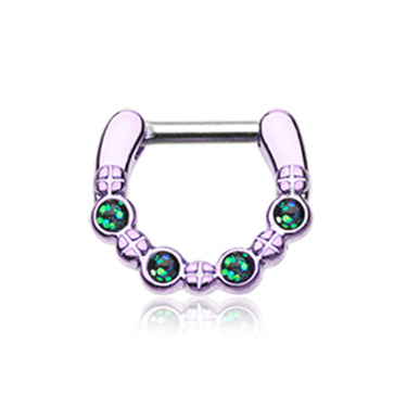 Classic Black Opal Septum Clicker in Titanium - Septum. Navel Rings Australia.