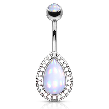 Lágrima Teardrop Illumini Belly Bar - Fixed (non-dangle) Belly Bar. Navel Rings Australia.