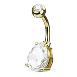 Teardrop Belly Button Ring with Gold Plating - Fixed (non-dangle) Belly Bar. Navel Rings Australia.