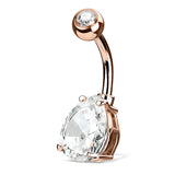 Rose Gold Teardrop Belly Button Ring - Fixed (non-dangle) Belly Bar. Navel Rings Australia.