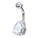 Classic Teardrop Belly Button Ring - Fixed (non-dangle) Belly Bar. Navel Rings Australia.