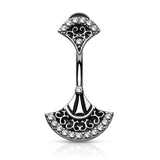 Ancient Cleopatra Charm Belly Ring - Fixed (non-dangle) Belly Bar. Navel Rings Australia.