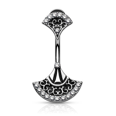 Ancient Cleopatra Charm Belly Ring - Fixed (non-dangle) Belly Bar. Navel Rings Australia.