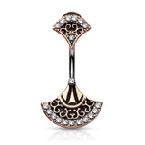 Ancient Cleopatra Charm Belly Ring in Rose Gold - Fixed (non-dangle) Belly Bar. Navel Rings Australia.