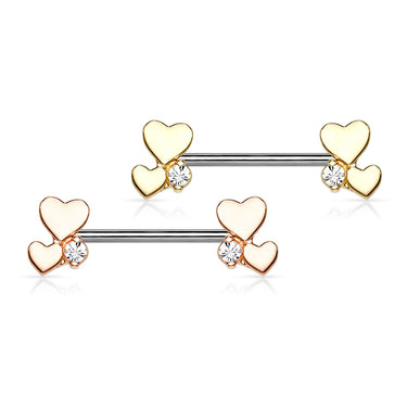 Lovers Combined Nipple Jewellery with Gold Plating - Nipple Ring. Navel Rings Australia.