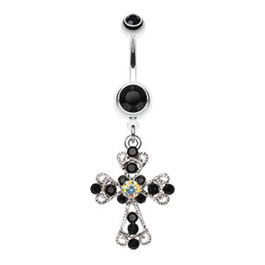 Vintage Cross Patonce Navel Bar - Dangling Belly Ring. Navel Rings Australia.
