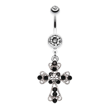 Vintage Cross Patonce Navel Bar - Dangling Belly Ring. Navel Rings Australia.