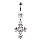 Vintage Cross Patonce Navel Bar - Dangling Belly Ring. Navel Rings Australia.