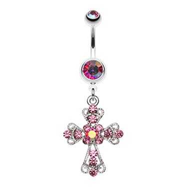 Vintage Cross Patonce Navel Bar - Dangling Belly Ring. Navel Rings Australia.