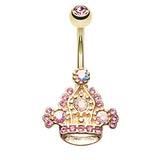 Coronet Crown Belly Ring - Fixed (non-dangle) Belly Bar. Navel Rings Australia.