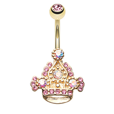 Coronet Crown Belly Ring - Fixed (non-dangle) Belly Bar. Navel Rings Australia.