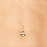 Coronet Crown Belly Ring - Fixed (non-dangle) Belly Bar. Navel Rings Australia.