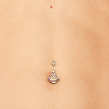 Coronet Crown Belly Ring - Fixed (non-dangle) Belly Bar. Navel Rings Australia.
