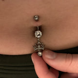 Royal Principessa Crown Navel Ring - Dangling Belly Ring. Navel Rings Australia.