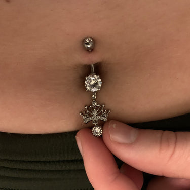 Royal Principessa Crown Navel Ring - Dangling Belly Ring. Navel Rings Australia.