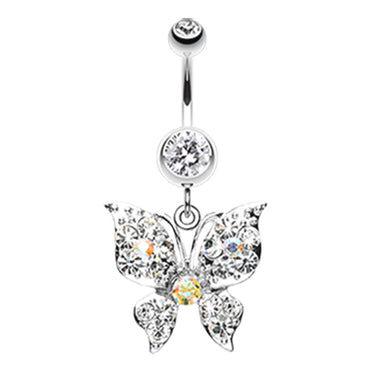 Glitterati Butterfly Belly Bar - Dangling Belly Ring. Navel Rings Australia.