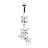 La La Daisy Dangle Belly Bar - Dangling Belly Ring. Navel Rings Australia.