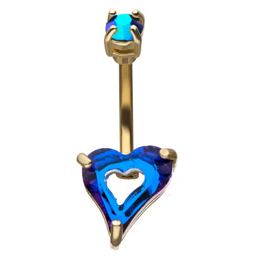 Jamila Melting Heart Belly Bar - Fixed (non-dangle) Belly Bar. Navel Rings Australia.