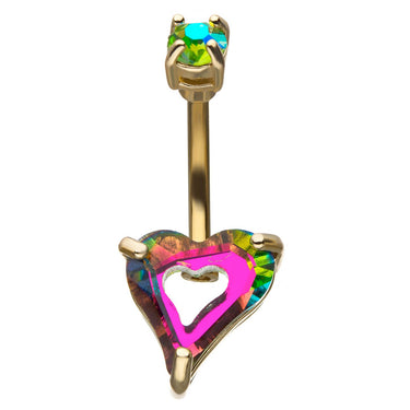 Jamila Melting Heart Belly Bar - Fixed (non-dangle) Belly Bar. Navel Rings Australia.