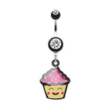 Cute Giggly Cupcake Belly Bar - Dangling Belly Ring. Navel Rings Australia.