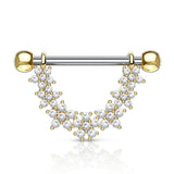 Dai-Dai Daisy Drop Nipple Bar with Gold Plating - Nipple Ring. Navel Rings Australia.