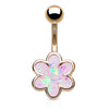 Illuminated Opal Daisy Belly Ring with Rose Gold Plating