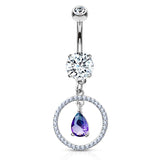 Purple Rain Belly Dangle - Dangling Belly Ring. Navel Rings Australia.