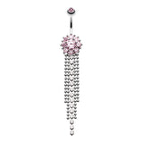Bedazzled Waterfall Belly Button Bar - Dangling Belly Ring. Navel Rings Australia.