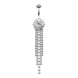 Bedazzled Waterfall Belly Button Bar - Dangling Belly Ring. Navel Rings Australia.