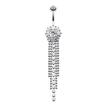 Bedazzled Waterfall Belly Button Bar - Dangling Belly Ring. Navel Rings Australia.