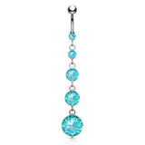 Diamanté Gem Chain Belly Ring - Dangling Belly Ring. Navel Rings Australia.