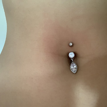Sphynx Oval Belly Dangle - Dangling Belly Ring. Navel Rings Australia.