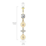 Uniting Daisy Chain Belly Ring with Gold Plating - Dangling Belly Ring. Navel Rings Australia.