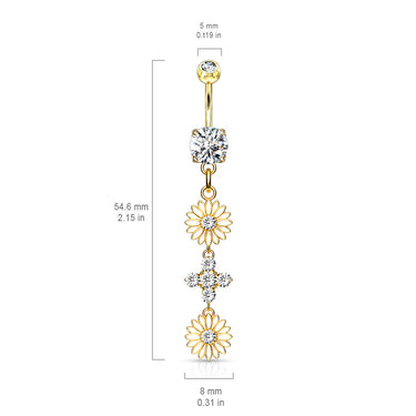 Uniting Daisy Chain Belly Ring with Gold Plating - Dangling Belly Ring. Navel Rings Australia.