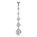 Diamanté Gem Chain Belly Ring - Dangling Belly Ring. Navel Rings Australia.
