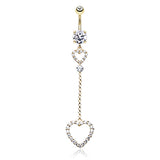 Une Liaison Heart Drop Belly Bar - Dangling Belly Ring. Navel Rings Australia.