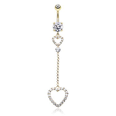 Une Liaison Heart Drop Belly Bar - Dangling Belly Ring. Navel Rings Australia.