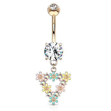 Trinity Matrix Triangle Belly Dangle with Rose Gold Plating - Dangling Belly Ring. Navel Rings Australia.