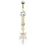Jungle Journey Belly Bar with Gold Plating - Dangling Belly Ring. Navel Rings Australia.