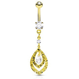 Industrial Teardrops Belly Dangle with Gold Plating - Dangling Belly Ring. Navel Rings Australia.