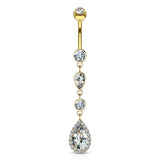 Journey Navel Ring in 14K Yellow Gold - Dangling Belly Ring. Navel Rings Australia.