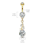 The Classic Vine Belly Dangle - Dangling Belly Ring. Navel Rings Australia.