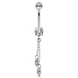 Dia Dangle Belly Ring in 14K White Gold - Dangling Belly Ring. Navel Rings Australia.