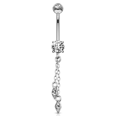 Dia Dangle Belly Ring in 14K White Gold - Dangling Belly Ring. Navel Rings Australia.