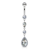 Journey Navel Ring in 14K White Gold - Dangling Belly Ring. Navel Rings Australia.