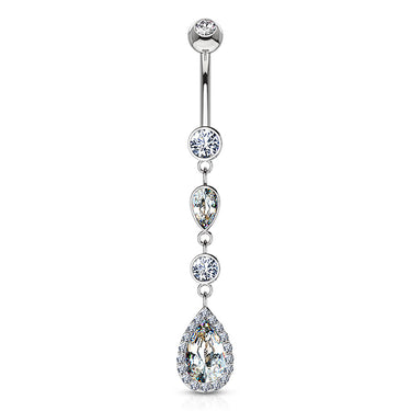 Journey Navel Ring in 14K White Gold - Dangling Belly Ring. Navel Rings Australia.